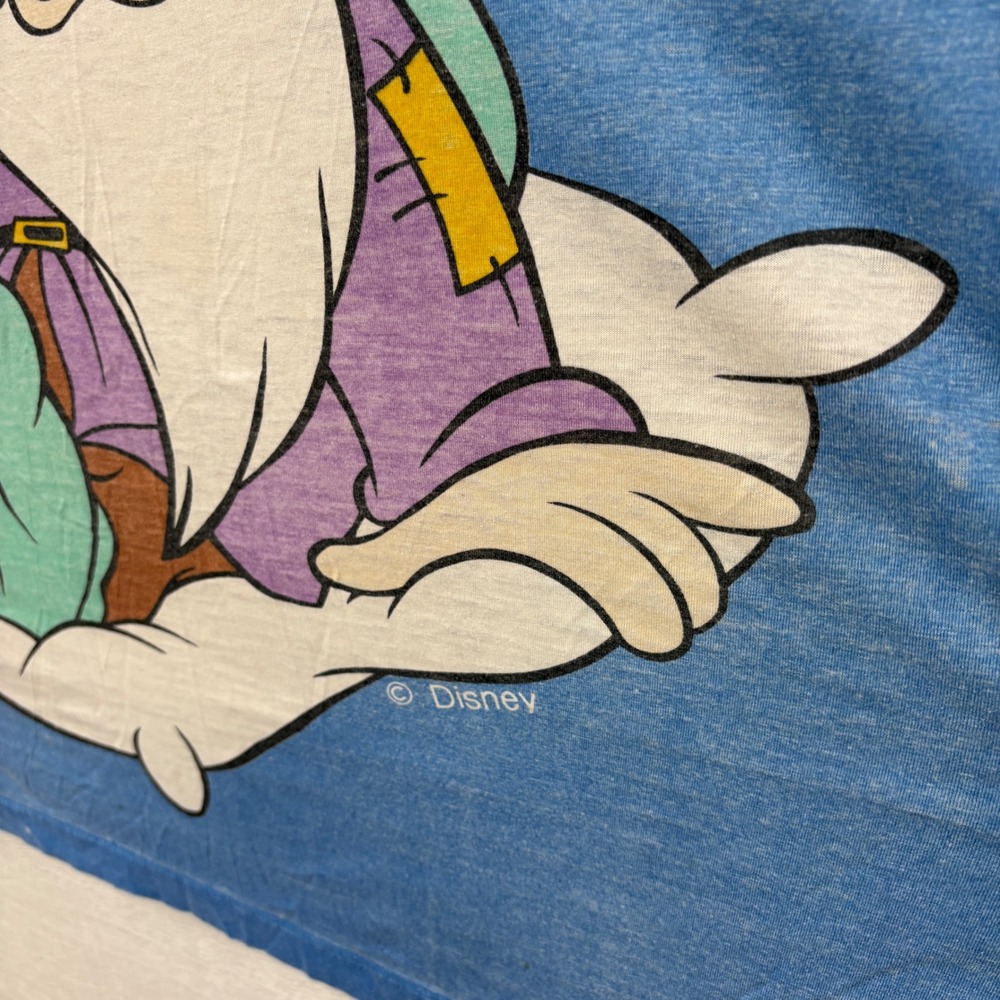 Vintage Disney Snow White Sleepy Dwarf Get Up And Go Sleep Shirt Blue Stars OS - Picture 7 of 16